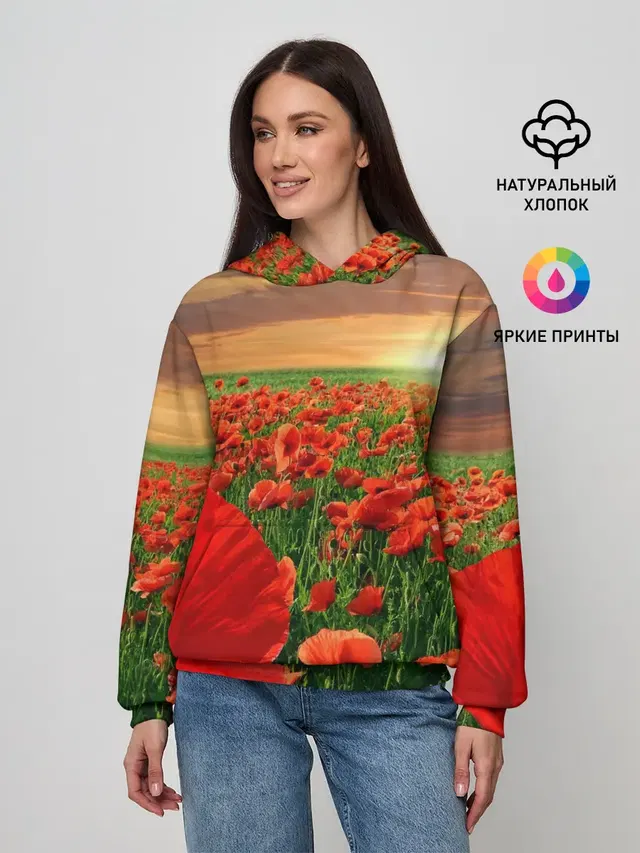 Красный мак на закате