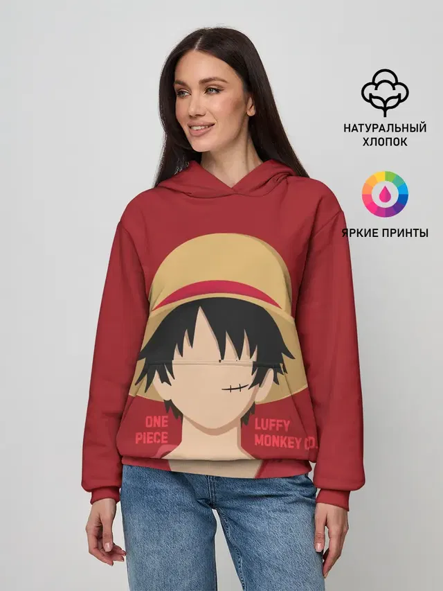 Женское худи с принтом «Ван Пис — Luffy»