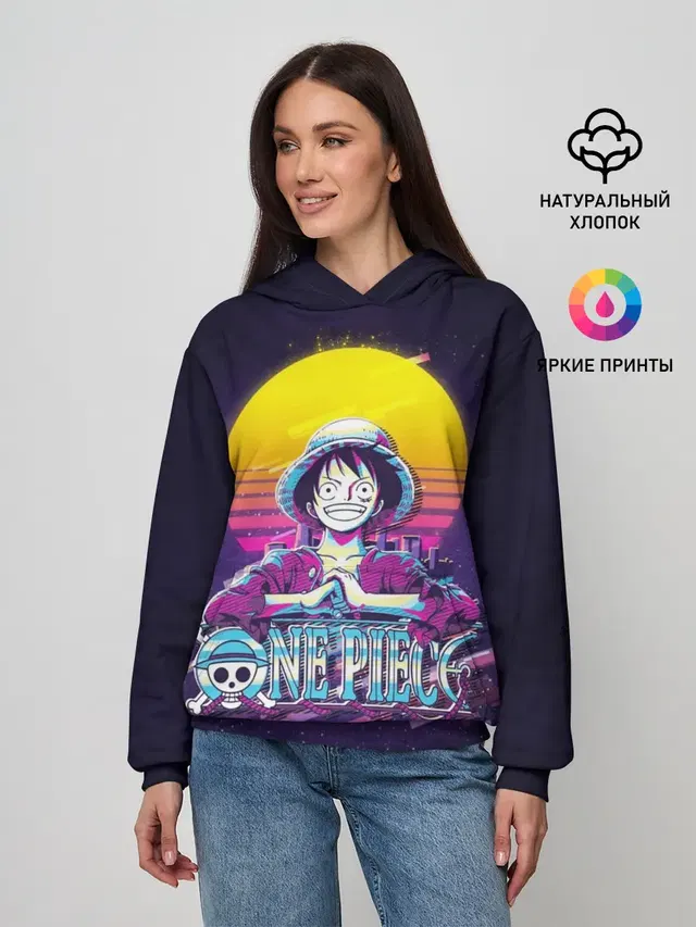 Женское худи с принтом «Ван Пис — Neon One Piece»