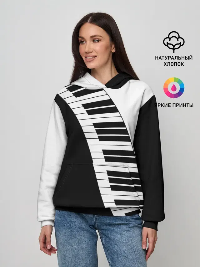 Женское худи с принтом «Другие — Piano — Пианино»