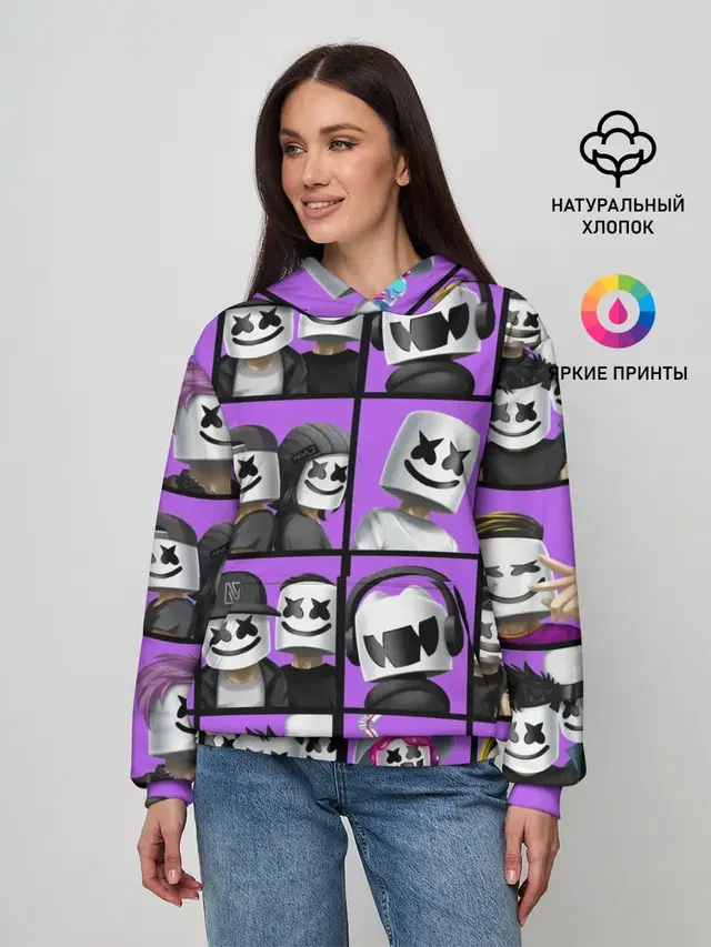 Женское худи с принтом «Marshmello — Marshmello Style»