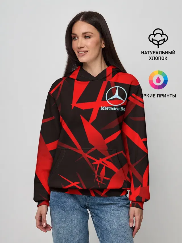 Женское худи с принтом «Abstract pattern — Mercedes-Benz»