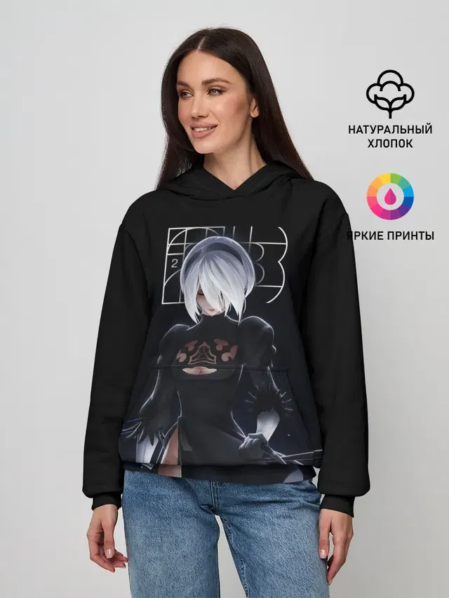 Женское худи с принтом «Nier — 2B»