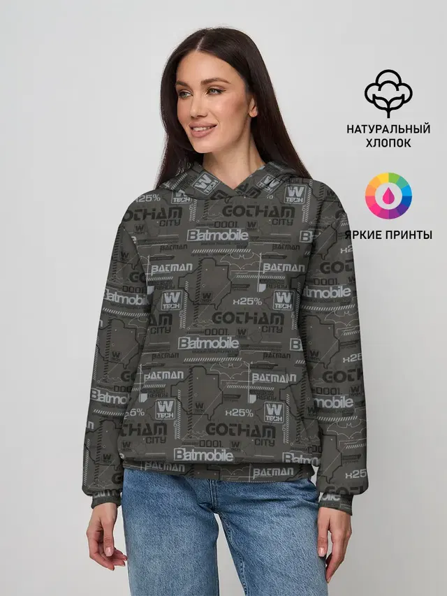 Женское худи с принтом «Batman Arkham Knight — Gotham City pattern»