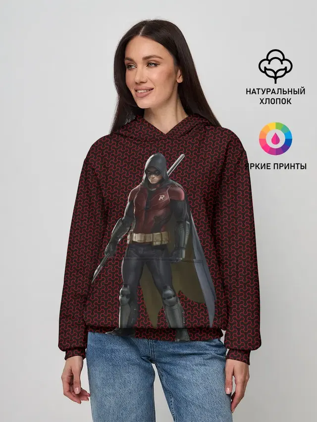 Женское худи с принтом «Batman Arkham Knight — Robin»