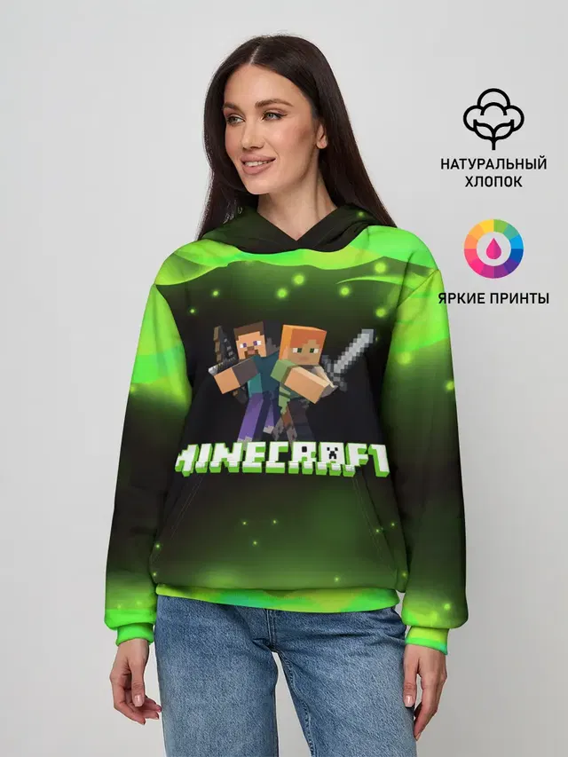 Женское худи с принтом «Майнкрафт — Minecraft 1»