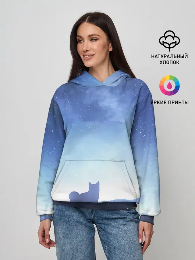 силуэт корги ночь космос дымка