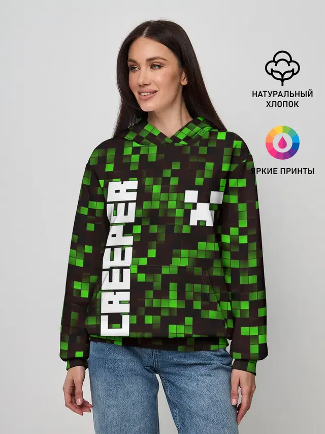 Женское худи с принтом «Майнкрафт — MINECRAFT CREEPER»