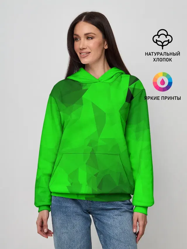 Женское худи с принтом «Геометрия — GREEN»