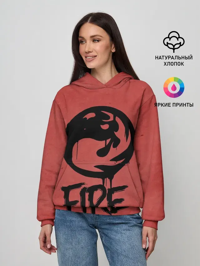 Женское худи с принтом «Magic:The Gathering — Emblems Fire»