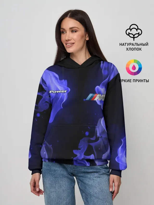Женское худи с принтом «BMW — BMW FIRE»