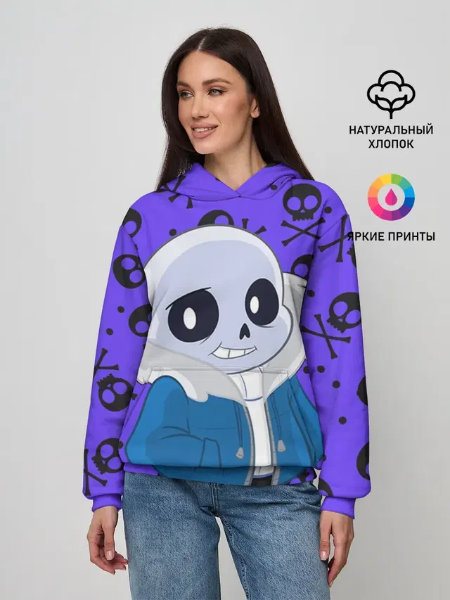 Женское худи с принтом «Черепа — Санс — Undertale»