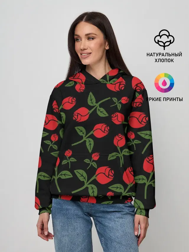 Женское худи с принтом «Природа — Roses Art»