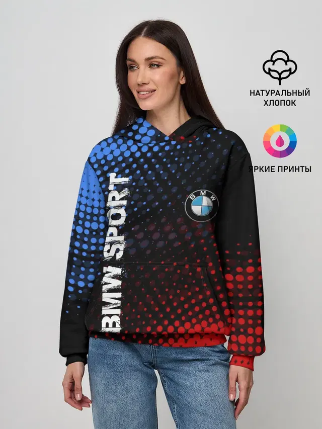 Женское худи с принтом «BMW — BMW SPORT»