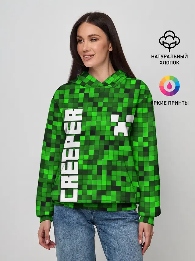 Женское худи с принтом «Майнкрафт — MINECRAFT CREEPER»