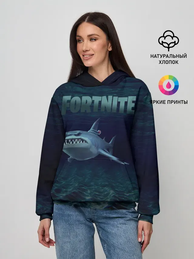 Женское худи с принтом «Фортнайт — Loot Shark Fortnite»