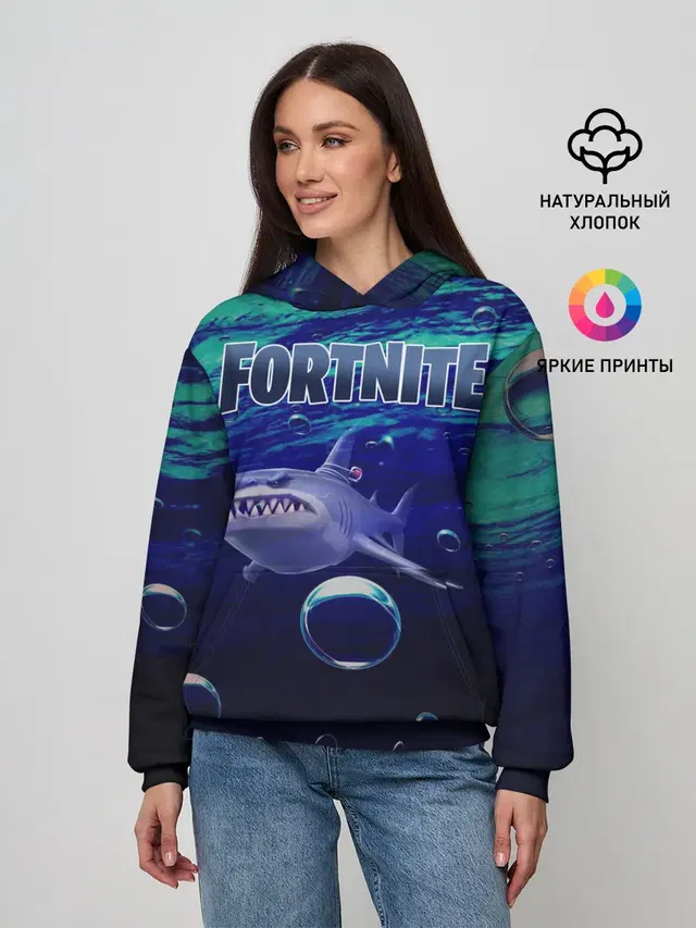 Женское худи с принтом «Фортнайт — Loot Shark Fortnite»