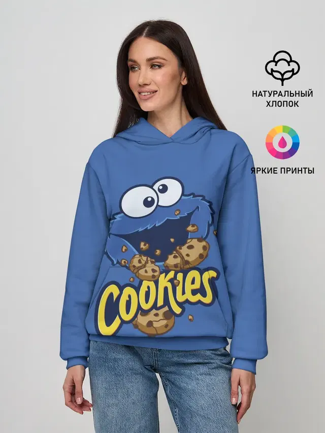 Женское худи с принтом «Улица Сезам — Cookies»