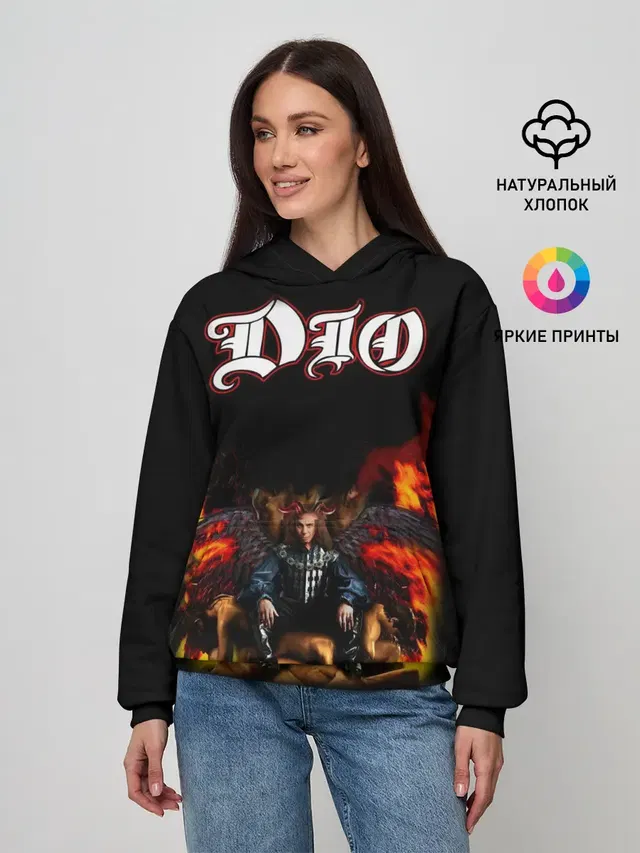 Женское худи с принтом «Разный рок — Dio»