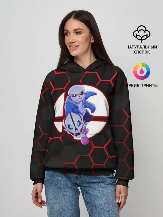 Женское худи с принтом «Sans Hexagon»