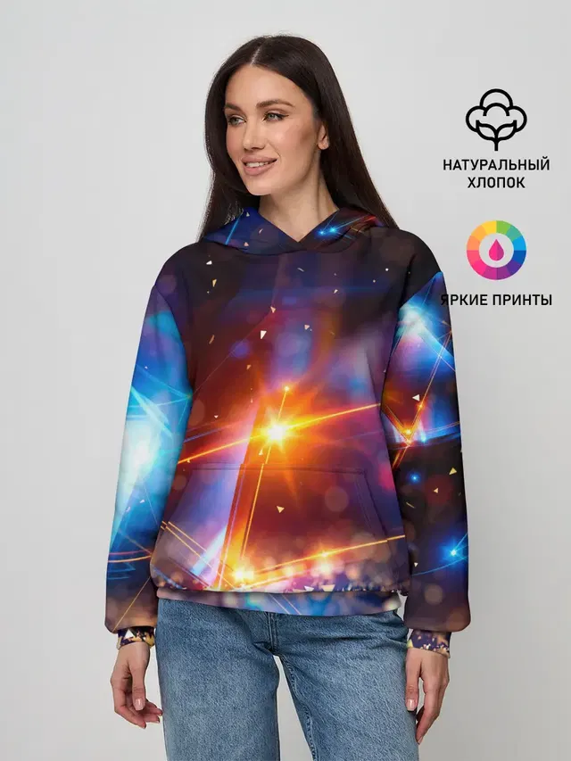 Женское худи с принтом «Геометрия — geometry light»