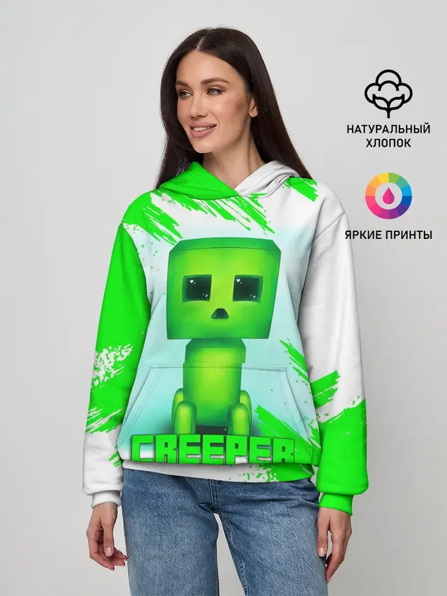 Женское худи с принтом «Майнкрафт — MINECRAFT CREEPER»