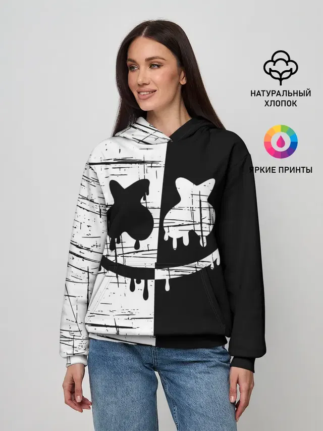 Женское худи с принтом «Фортнайт — FORTNITE MARSHMELLO.»
