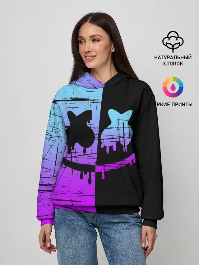 Женское худи с принтом «Фортнайт — FORTNITE MARSHMELLO.»