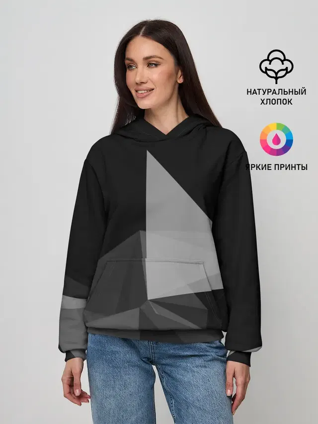 Женское худи с принтом «Camo - Black & — Camo - Black & White»