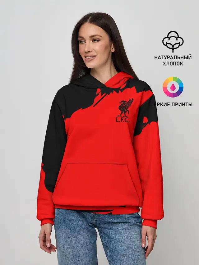 Женское худи с принтом «Ливерпуль — Liverpool F.C.»