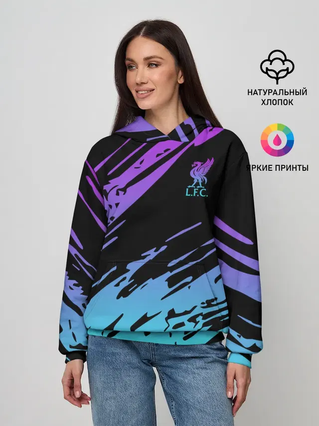 Женское худи с принтом «Black background — Liverpool F.C.»