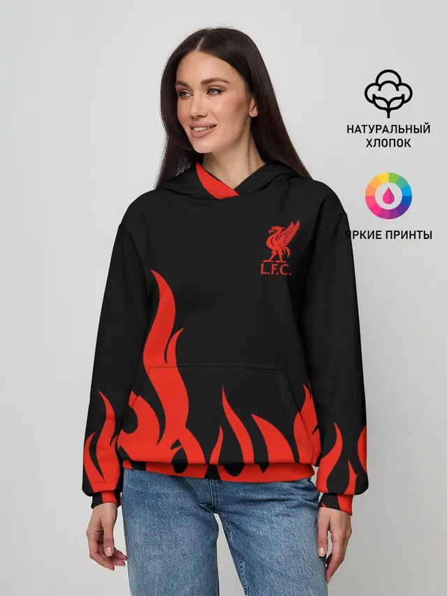 Женское худи с принтом «Flames — Liverpool F.C.»
