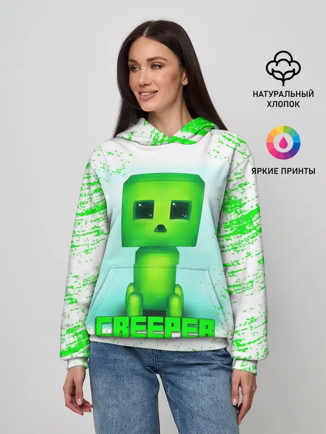 Женское худи с принтом «Майнкрафт — MINECRAFT CREEPER»