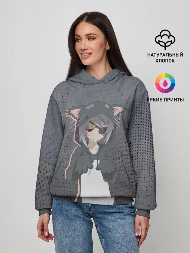 Женское худи с принтом «Catgirl sadness»