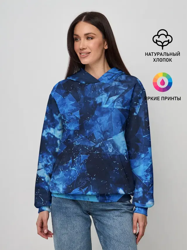 Женское худи с принтом «Другие — Blue Abstraction»