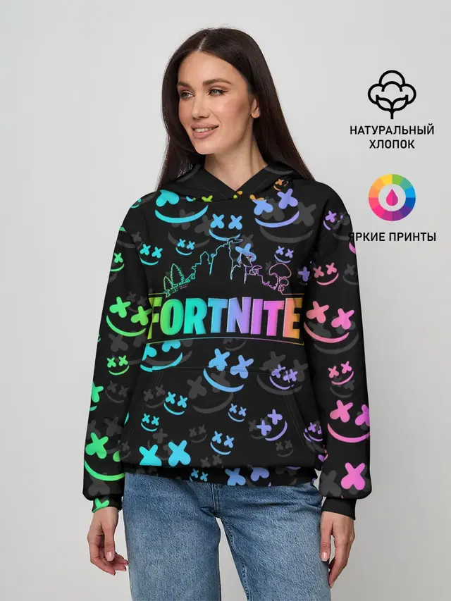 Женское худи с принтом «Королевская битва — FORTNITE — MARSHMELLO»