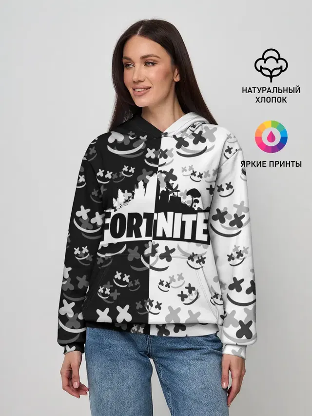 Женское худи с принтом «Фортнайт — MARSHMELLO»