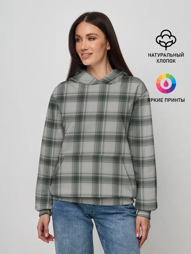 Женское худи с принтом «Plaid — стиль джентльмены»