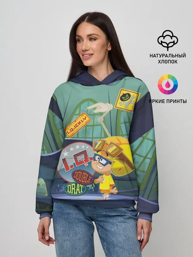 Женское худи с принтом «Безумные гонки — IQ Wacky Races»