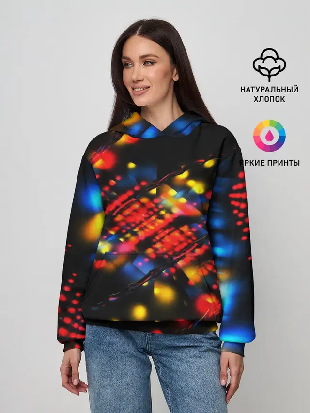 Женское худи с принтом «Абстракция — Fractal Digital 3D»