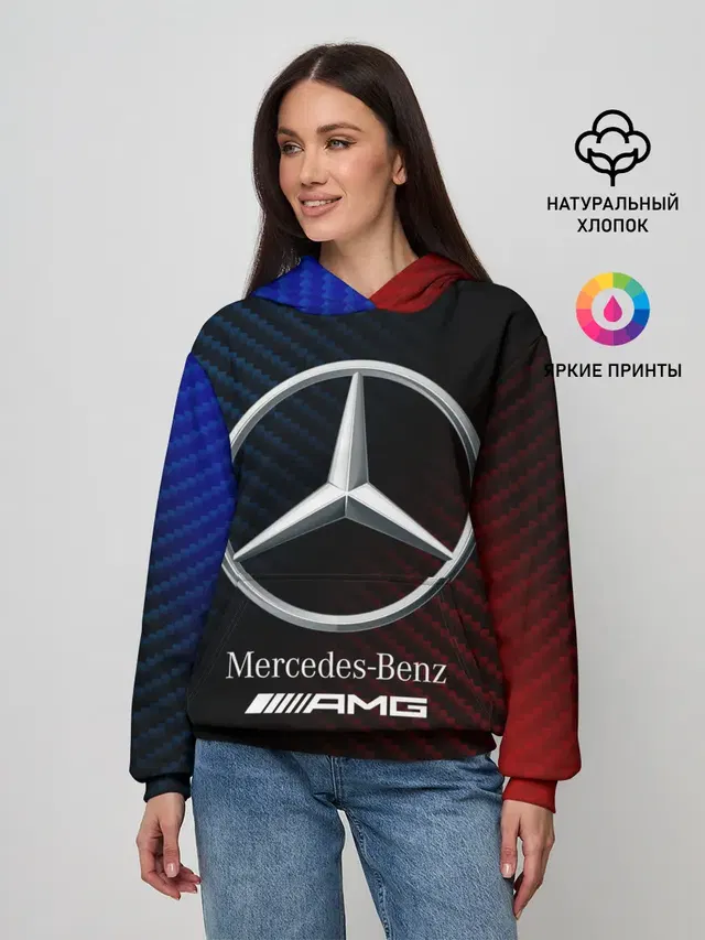 Женское худи с принтом «Mercedes-Benz — MERCEDES — МЕРСЕДЕС»