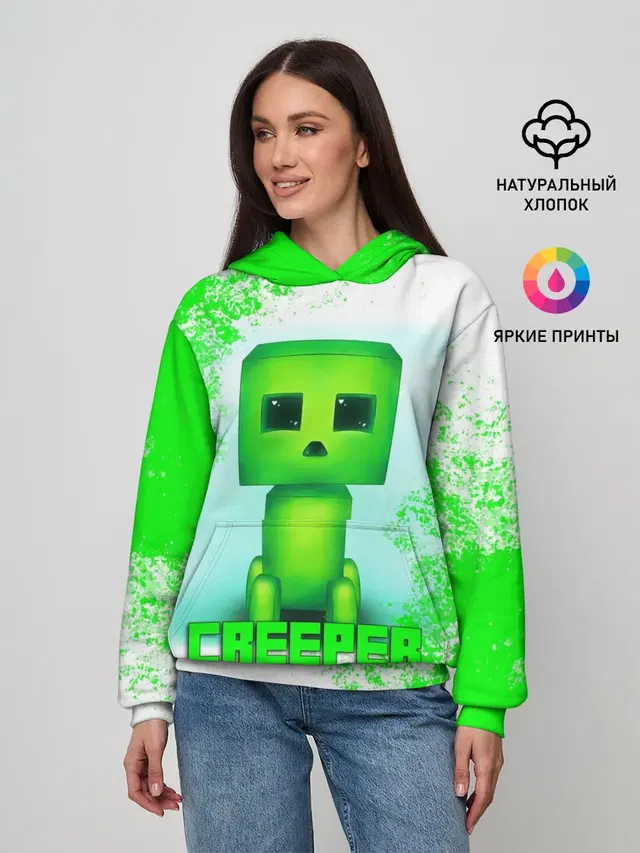 Женское худи с принтом «Майнкрафт — MINECRAFT CREEPER»