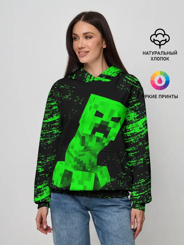 Женское худи с принтом «Майнкрафт — MINECRAFT CREEPER»