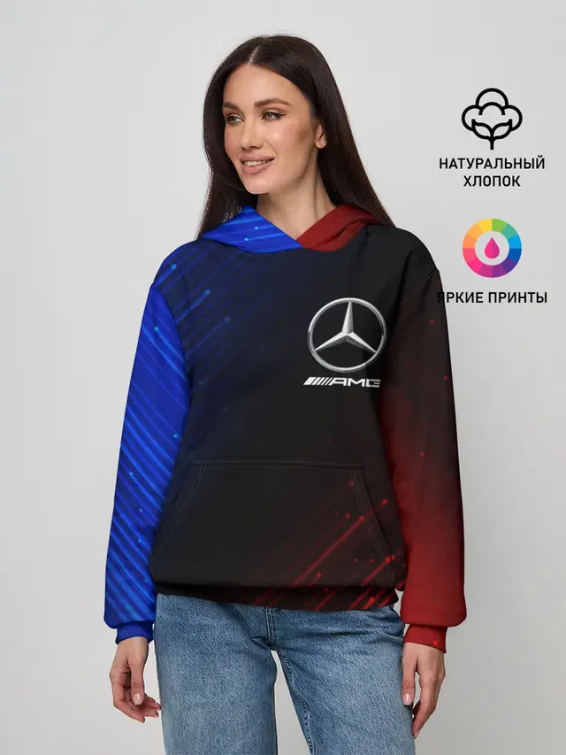 Женское худи с принтом «Merсedes — MERCEDES — МЕРСЕДЕС»