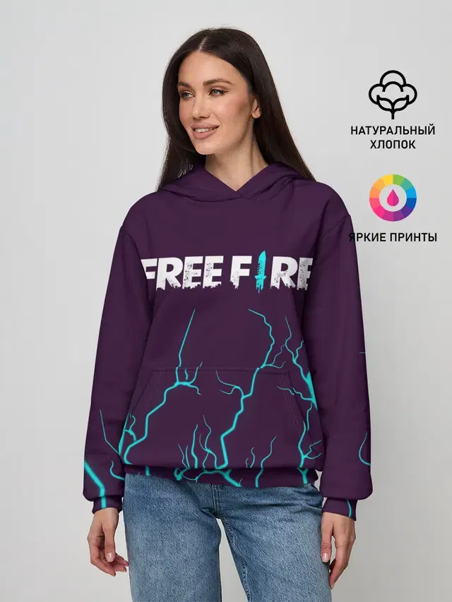 Женское худи с принтом «Garena Free Fire — FREE FIRE — ФРИ ФАЕР»