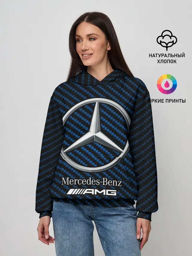 Женское худи с принтом «Merсedes — MERCEDES — МЕРСЕДЕС»