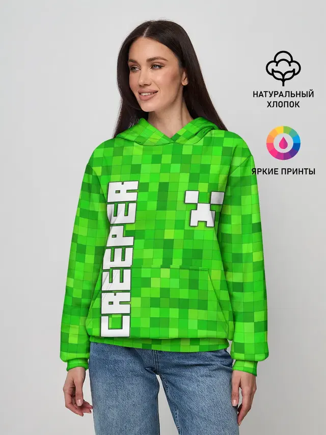 Женское худи с принтом «Майнкрафт — MINECRAFT CREEPER»