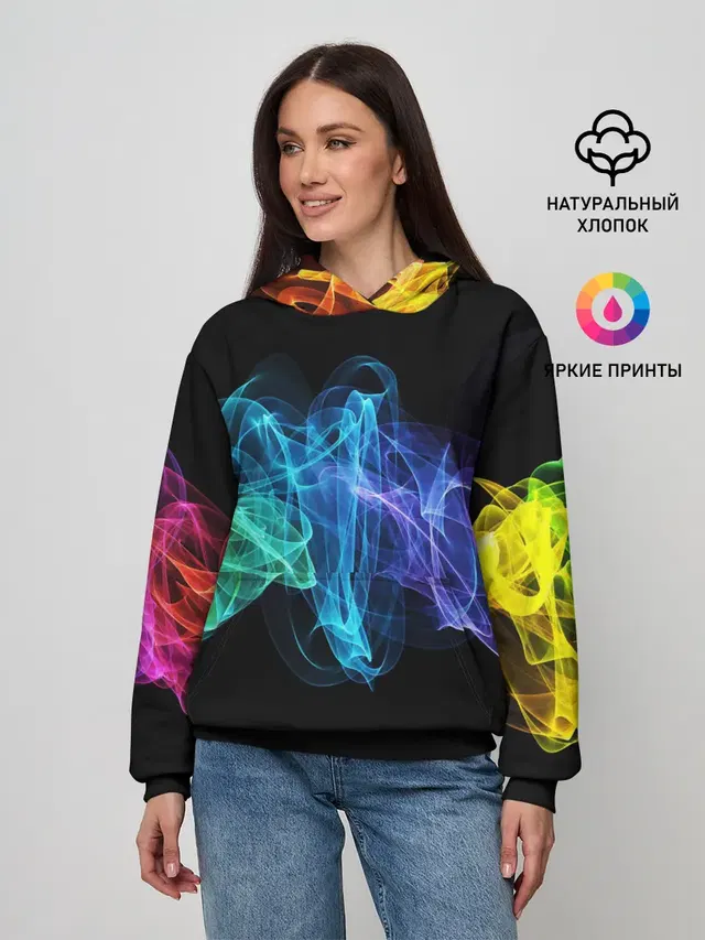 Женское худи с принтом «Color Smoke»