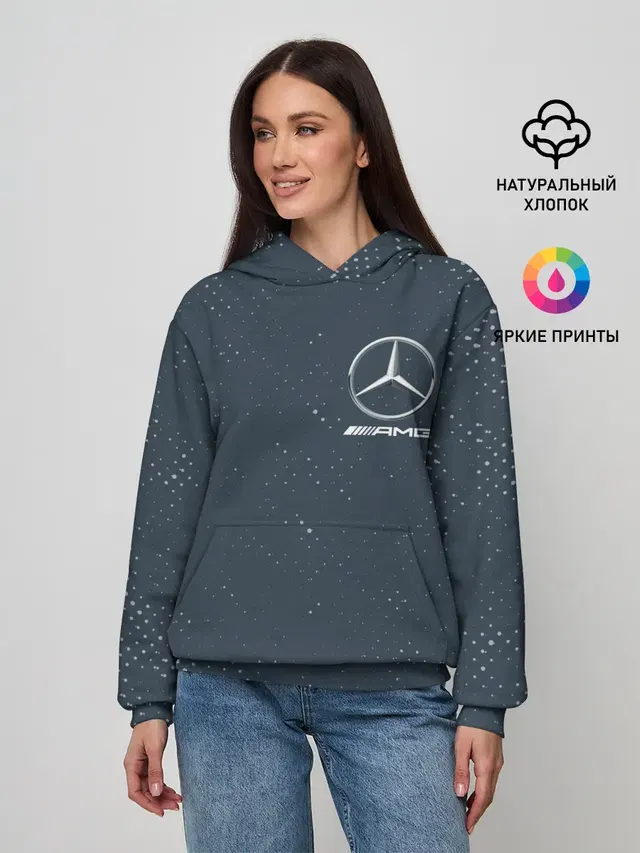 Женское худи с принтом «Мерседес АМГ — MERCEDES — МЕРСЕДЕС»