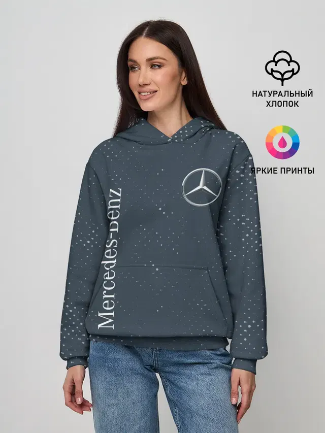 Женское худи с принтом «Merсedes — MERCEDES — МЕРСЕДЕС»
